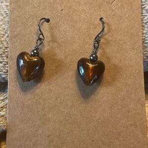 Brown heart shaped earrings